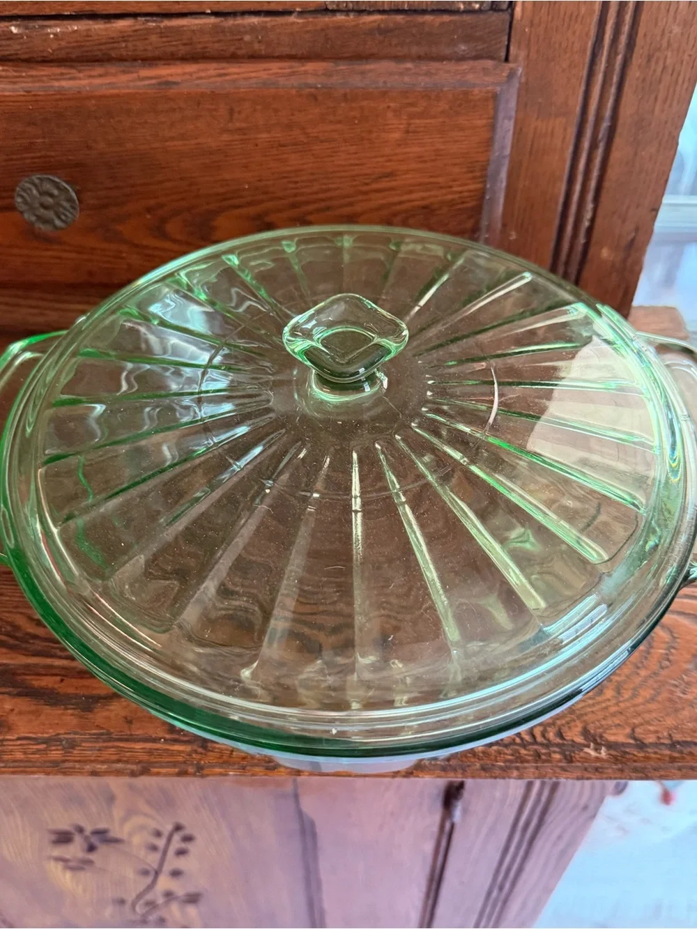 Vintage Green MSE Martha Stewart Everyday Lidded 2qt Glass Casserole Dish Ribbed